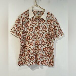 Bobby Jones Orange butterfly print Men's polo  Shirt L